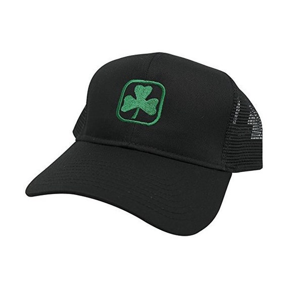 Patrick's Clover Leaf Irish Shamrock Embroidered Mesh Cap Black (2  style)