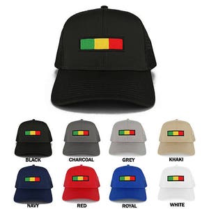 Rasta Green Yellow Red Embroidered Iron on Patch Adjustable Trucker Mesh Cap (30-287-AFRICA-29)