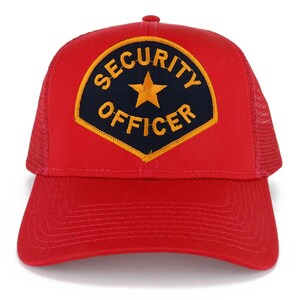 Security Officer Large Navy Gold Embroidered Iron on Patch Adjustable Trucker Mesh Cap 30-287-PM4007 image 7