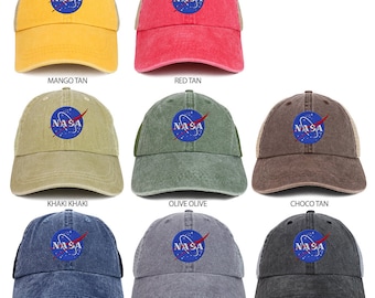 NASA Insignia Logo Embroidered Unstructured Trucker Mesh Cap
