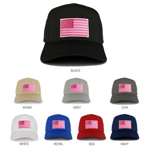 Pink USA Flag Structured high profile baseball cap (27-079-usa-FLAG-PNK)
