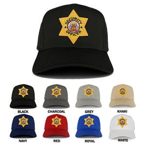 Security Officer Gold Star Badge Embroidered Iron on Patch Adjustable Baseball Cap (27-079-PM4088)