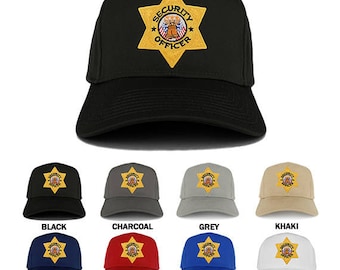 Security Officer Gold Star Badge Embroidered Iron on Patch Adjustable Baseball Cap (27-079-PM4088)