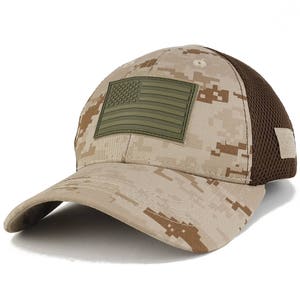 US American Flag Olive 2 Rubber 3D Tactical Patch Low Crown Adjustable Mesh Cap T90-USA-OLV2-T80 image 4