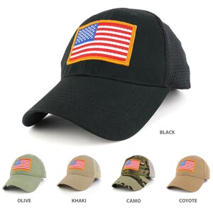 USA Gold American Flag Embroidered Tactical Patch with Mesh Operator Cap (70608-USA-GLD-Mesh)