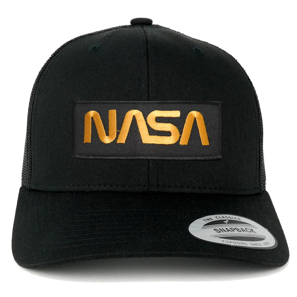 Oversize XXL NASA Worm Gold Text Patch Retro Trucker Mesh Cap - Etsy