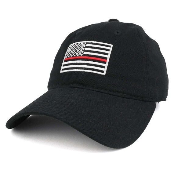 Thin Red Line Embroidered USA Flag Soft Fit Washed Cotton  display picture 1