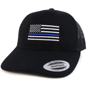 Thin Blue Line TBL Embroidered Retro Fit Trucker Mesh Cap Fits 2XL