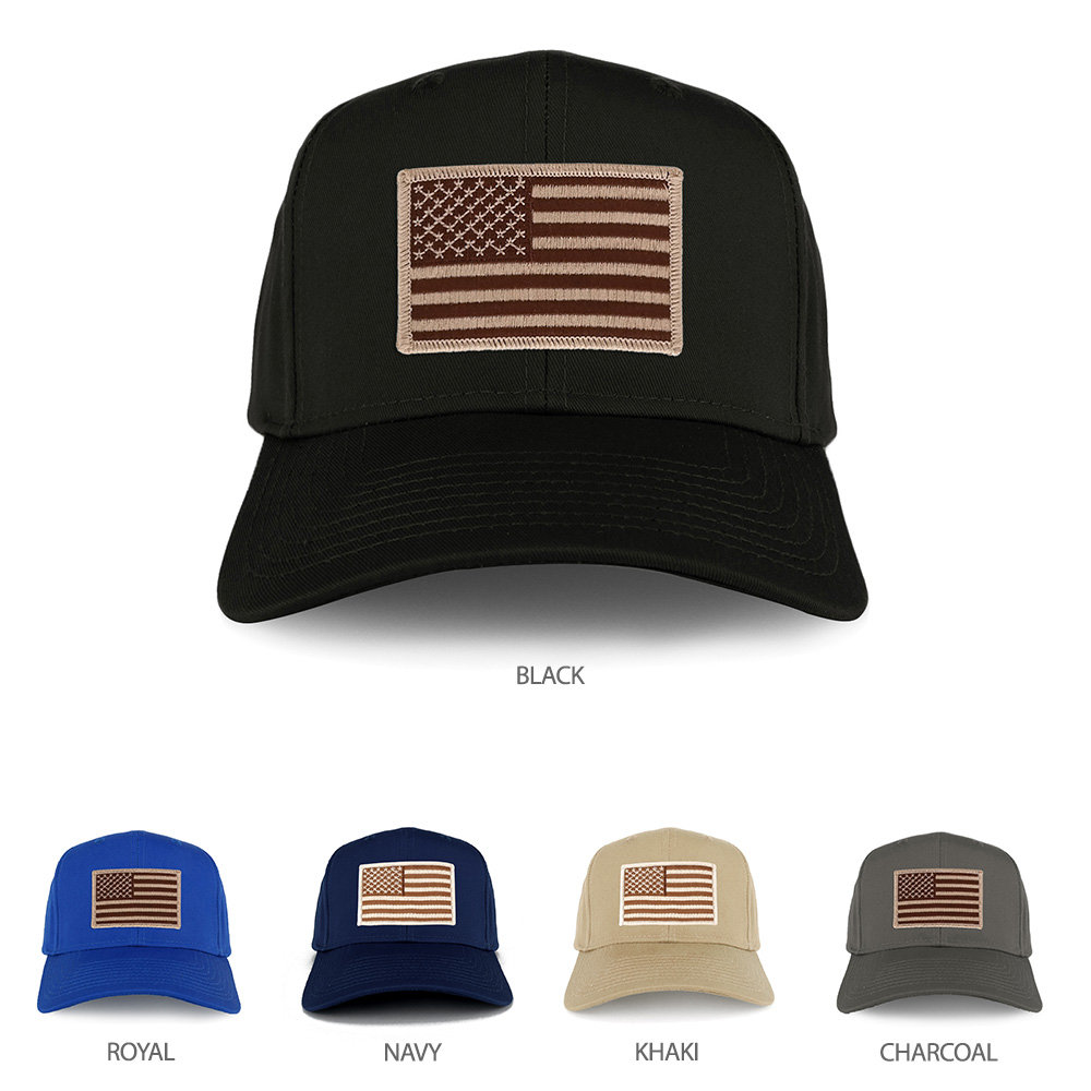 Xxl Oversize Desert Usa American Flag Patch Solid Baseball Cap (27