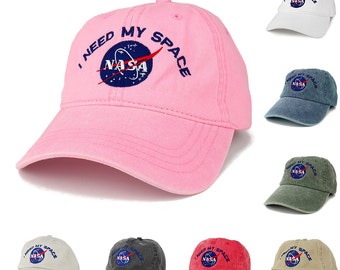 Nasa I NEED MY SPACE Meatball Insignia Embroidered Cotton Cap - 8 Colors