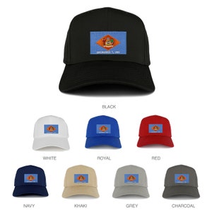 May include: A baseball cap with the Delaware state flag on the front. The cap is available in 10 different colors: black, white, royal blue, red, navy blue, khaki, grey, charcoal, and two shades of blue.