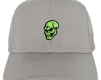 Green Skull Patch Structured Trucker Mesh Cap - Etsy Canada