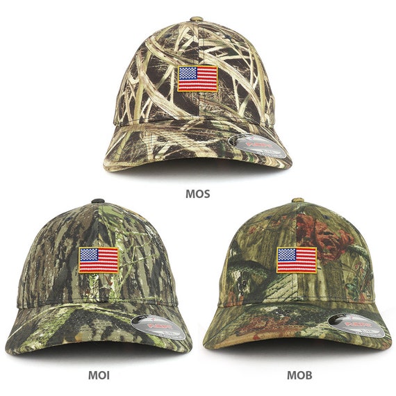 FREE SHIPPING USA Flag Patch Embroidered Mossy Oak Break Up Baseball Cap