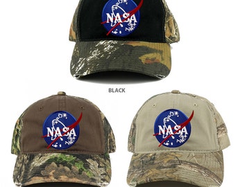 NASA Insignia Embroidered Patch Mossy Oak Realtree Camo Adjustable Cap  (C807-INSIGNIA)