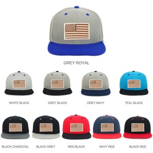 Youth Kid&#39;s Desert American Flag Patch Flat Bill Snapback 2-Tone Baseball Cap