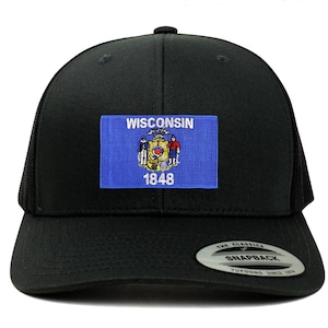 Oversize XXL New Wisconsin State Flag Patch Retro Trucker Mesh Cap