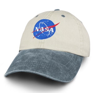NASA INSIGNIA Embroidered Two Tone Pigment Dyed Cotton Cap - Beige Cap