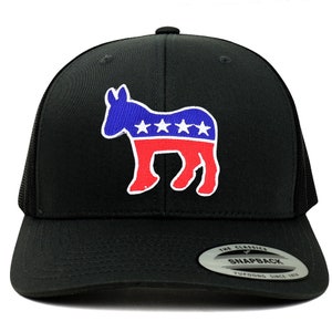 Flexfit Democratic Donkey Patch Retro Fit Trucker Mesh Cap (6606-DEM)