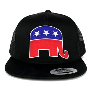 Flexfit Republican Elephant Patch 5 Panel Flatbill Mesh Snapback Cap (6006-REP)