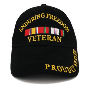 Enduring Freedom War Veteran Ribbon Embroidered Structured Baseball Cap (EE-CP00611)