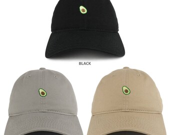 Small Avocado Embroidered Washed Cotton Soft Crown Dad Hat - Available in 3 Colors! (C03-AVOCADO)