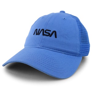 Officially Licensed NASA Worm Embroidered Unstructued Trucker Mesh Cap