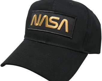 NASA WORM Texte Brodé Patch Baseball Cap - Gold Black