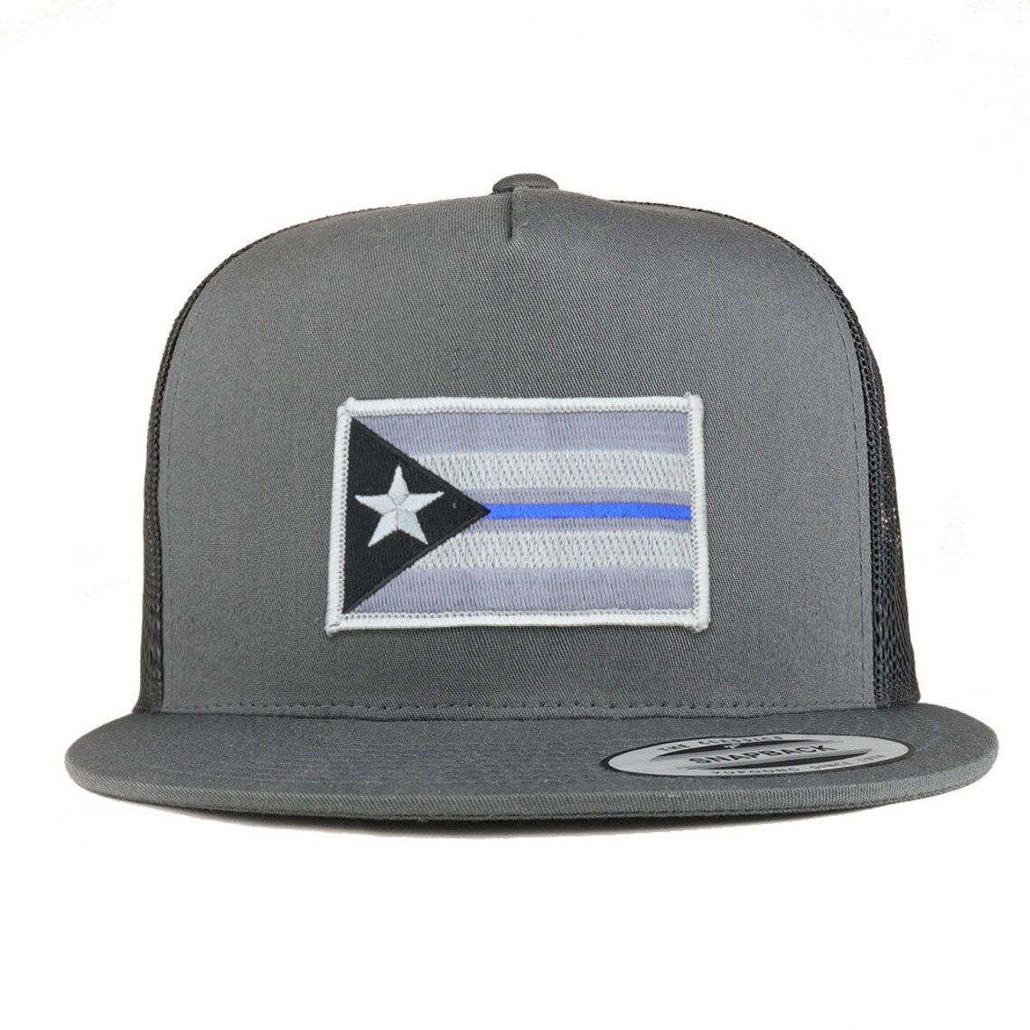 Armycrew Florida State Flag Patch Snapback Cap - 5 Panel Flat Bill Mesh Back Hat, Charcoal Grey - View #5