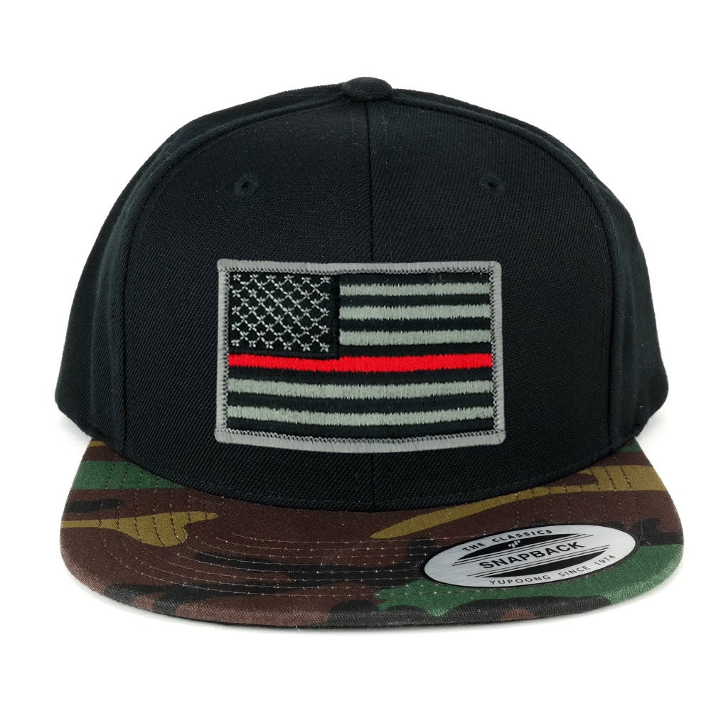 FLEXFIT Classic American Flag Patch Snapback Cap With Camo - Etsy