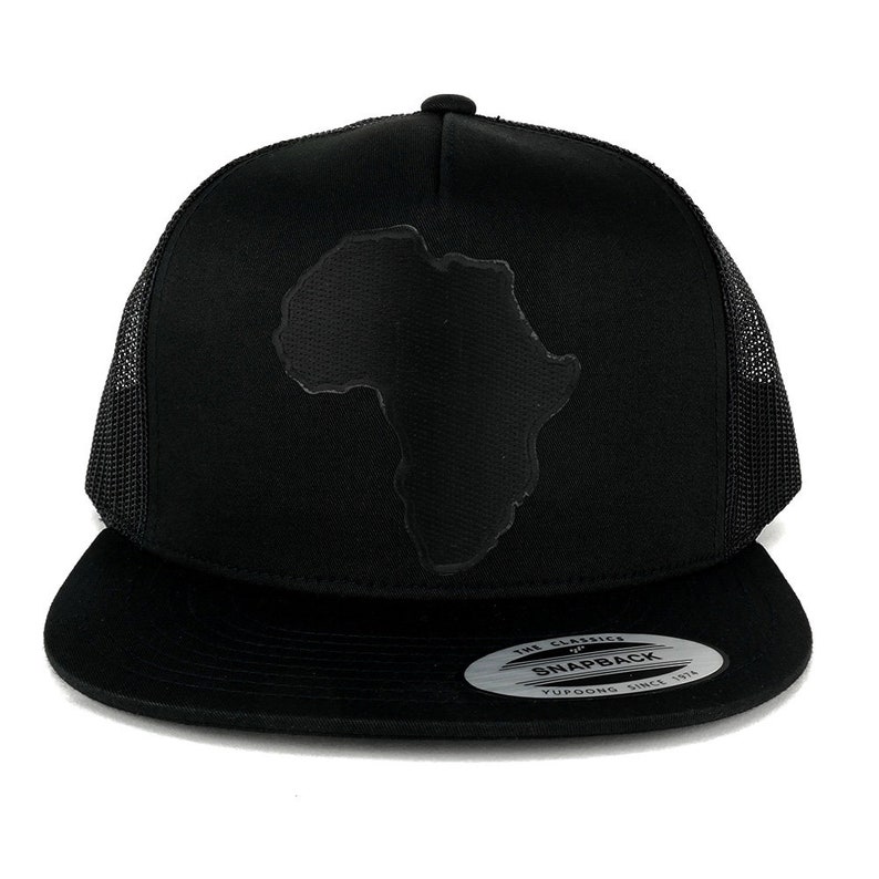 Armycrew Oversized XXL Trucker Cap – Black Mesh Snapback With Gold Africa Map Patch For Big Heads
