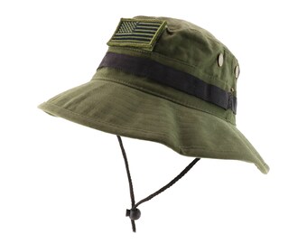 XXL Big Size Boonie Jungle Outdoor Hat With American Flag