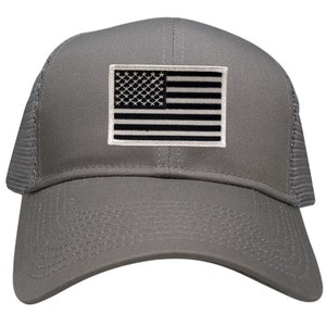 USA American Flag Embroidered Patch Snapback Mesh Trucker Cap GREY 30-287-GREY image 3