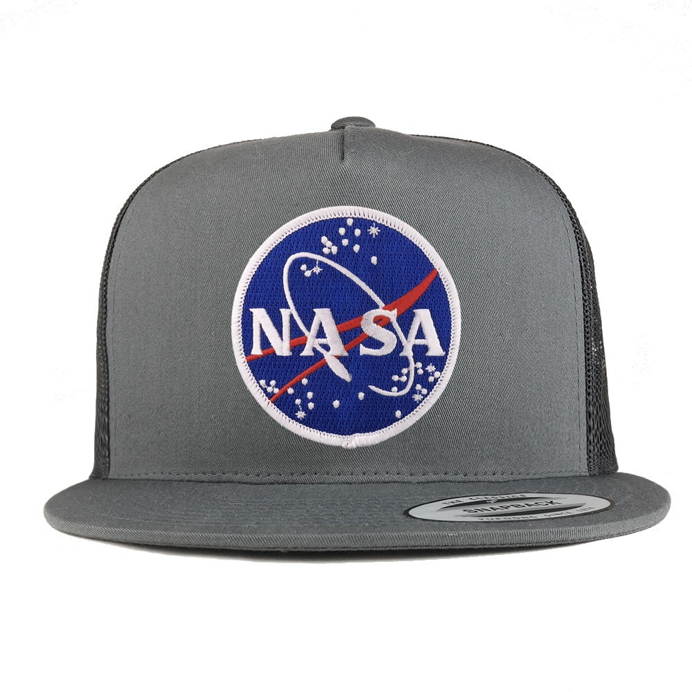 Oversize XXL NASA Meatball Logo Patch 5 Panel Flatbill Snapback Mesh ...