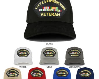 Vietnam and Desert Storm Veteran Embroidered Patch Snapback Baseball Cap (27-079-PML182)