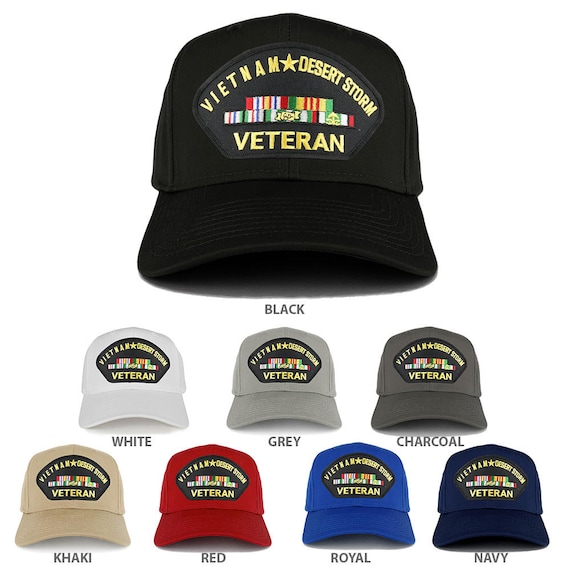 Armycrew Flexfit Oversize XXL Vietnam Desert Storm Veteran Patch 5 Panel Flatbill Snapback Mesh Cap