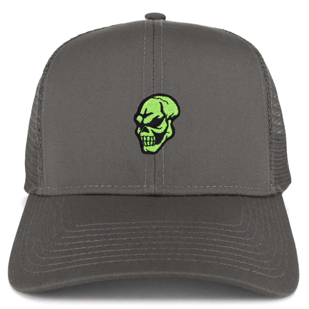 Green Skull Patch Structured Trucker Mesh Cap - Etsy España