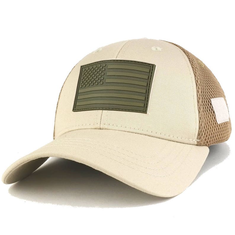 US American Flag Olive 2 Rubber 3D Tactical Patch Low Crown Adjustable Mesh Cap T90-USA-OLV2-T80 image 9