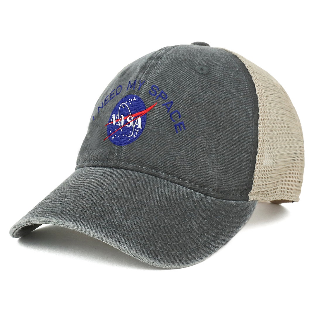 Oversize XXL NASA I Need My Space Embroidered Washed Trucker Mesh Cap ...