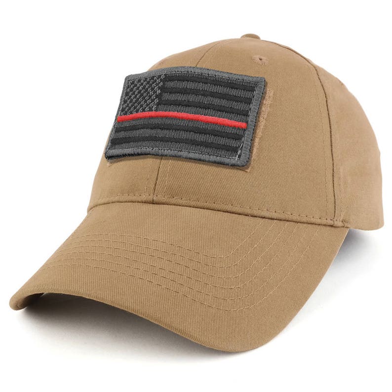 Usa Grey Flag Thin Red Tactical Patch Cotton Adjustable Baseball Cap EC-GRY-TR image 2