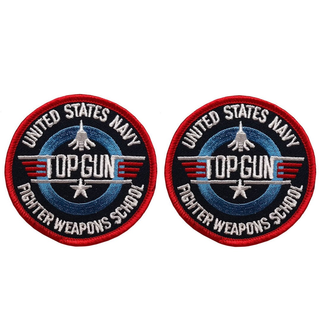 2 Pc Pack, Top Gun US Navy Embroidered Iron on Round Patch Emblem 2