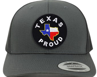 Texas Proud Circle Embroidered Patch Retro Trucker Mech Baseball Cap (FLX-6606-TX-CIR)