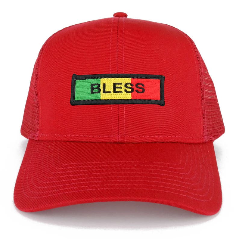 Bless Green Yellow Red Embroidered Iron on Patch Adjustable Trucker Mesh Cap 30-287-AFRICA-31 image 7