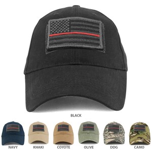 Usa Grey Flag Thin Red Tactical Patch Cotton Adjustable Baseball Cap EC-GRY-TR image 1