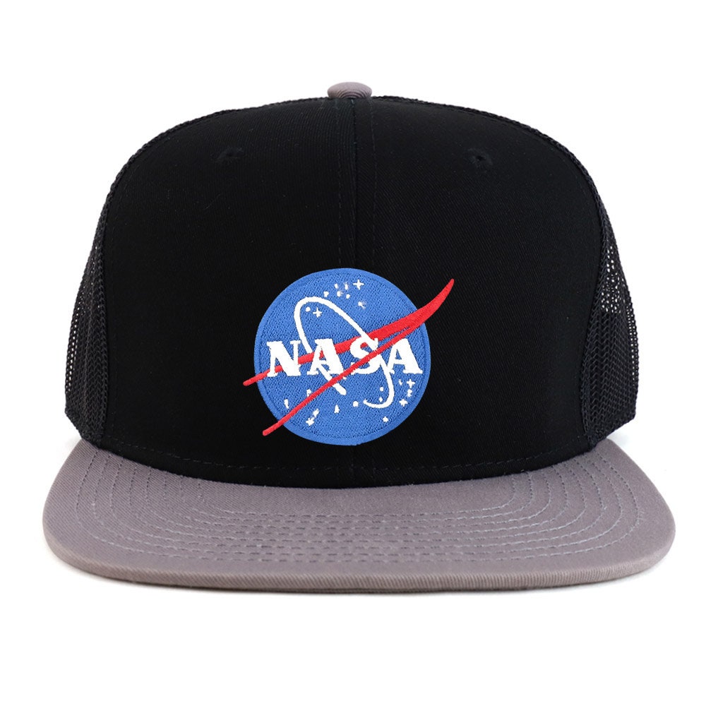 NASA Small Insignia Logo Patch Flatbill Mesh Snapback Cap - Etsy