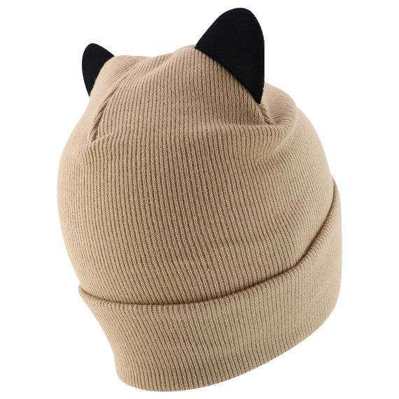 Rhinestone Cat Ear Long Cuff Beanie 