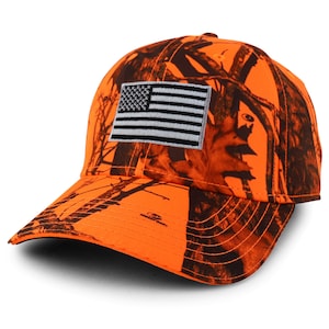 XXL Grey American Flag Embroidered Hunting Camouflage Baseball Cap