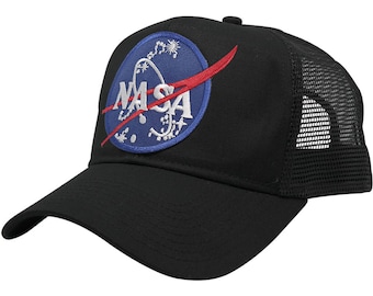 NASA Insignia Embroidered Iron On Patch SnapBack Black Cap - 2 Styles