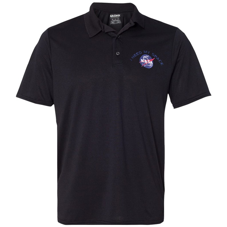 Mens Nasa I NEED MY SPACE Meatball Embroidered Poly Jersey Sport Shirt ...