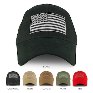 USA Flag Embroidered Structured Brushed Cotton Baseball Cap - EC-USAFLAG