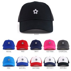 Youth Kid&#39;s Soccer Ball Patch Youth 6 Panel Trucker Baseball Cap